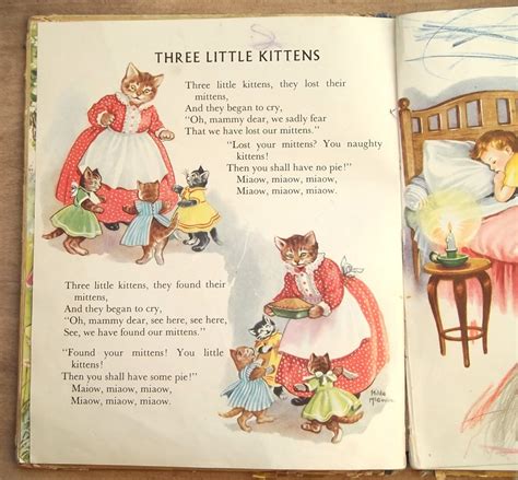1950s Childrens Picture Book Vintage Nursery Rhymes The Etsy