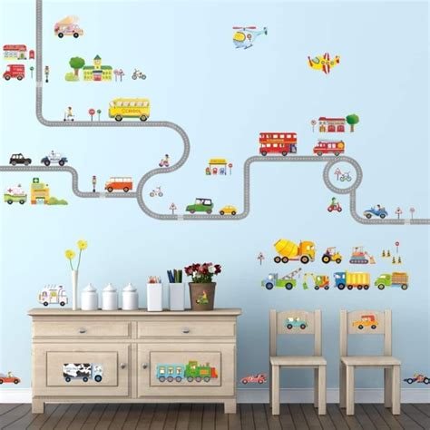 The Road And Transports Peel And Stick Nursery Kids Wall Decals Stickers