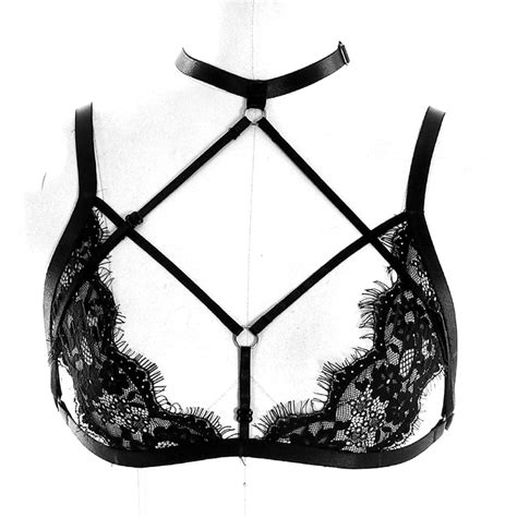 Body Harness Sheer Lace Lingerie Cage Bra Chest Belt Strappy Elastic