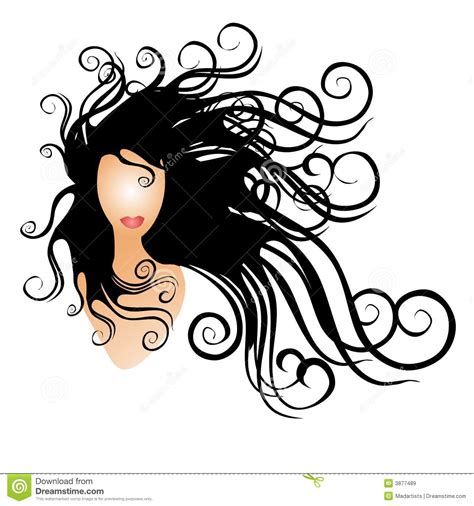 Woman With Long Black Flowing Hair Stock Illustration