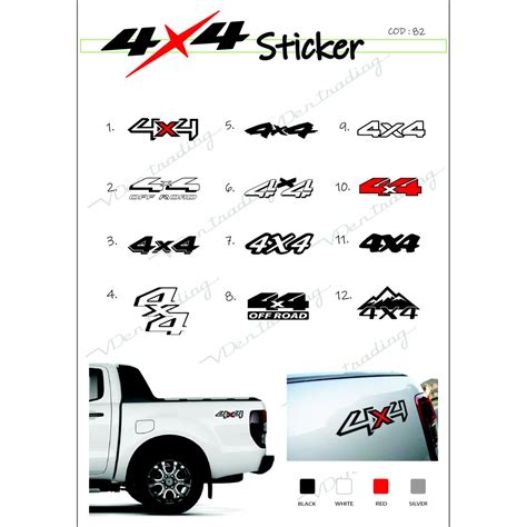 2 Pcs Set Ford Ranger 4x4 Side Sticker Decal Shopee Malaysia