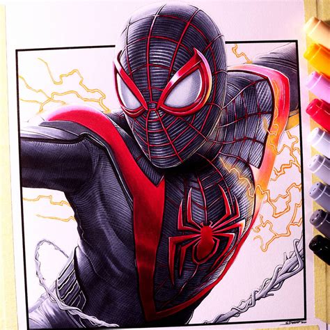 Spider Man Miles Morales Drawing By Lethalchris On Deviantart