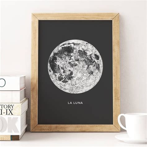 Full Moon Poster La Luna Moon Lunar Moon Vintage Luna Etsy