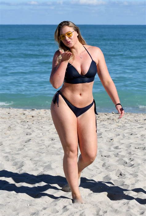 Iskra Lawrence In A Navy Blue Bikini Enjoying A Day On The Beach With