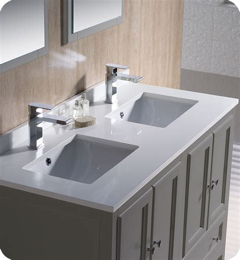 48 Grey Traditional Double Sink Bathroom Vanity With Top Sink Faucet