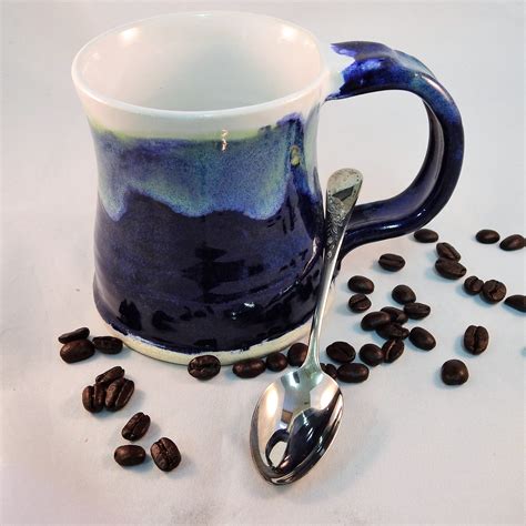 Ceramic Navy Blue Coffee Mug Pottery Coffee Cup Hot Etsy