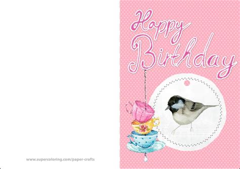 Happy Birthday Card With A Bird Free Printable Papercraft Templates