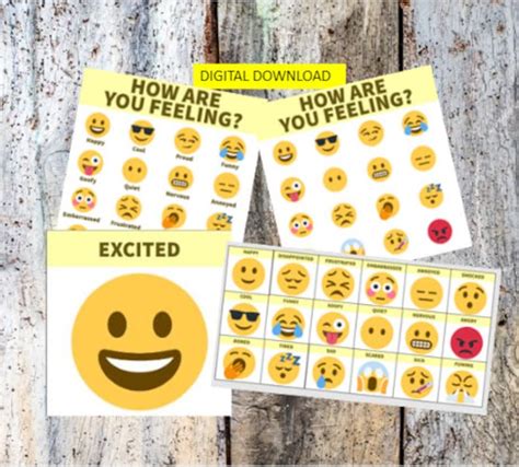 Emoji Printable Display Feelings And Emotions Chart Flashcards