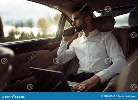 Man In Back Seat Of Moving Car Stock Image Image Of Inside Handsome