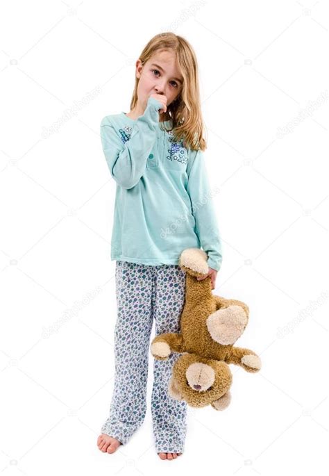 Girl In Pajamas With Teddy Bear Stock Photo By ©mactrunk 22715305