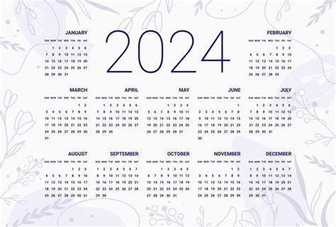 Premium Vector Calendar Template For 2024 Horizontal Design With