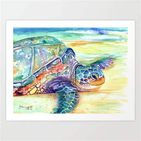 Rainbow Sea Turtle 2 Art Print By Marionette Taboniar Society6