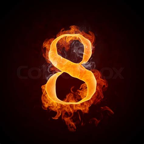 Fire Number 8 Isolated On Black Background Stock Image Colourbox