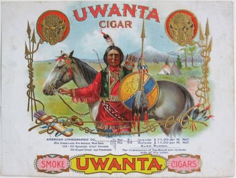 Vintage Indian Cigar Box The 1899 Uwanta Indian Chief Sample Cigar