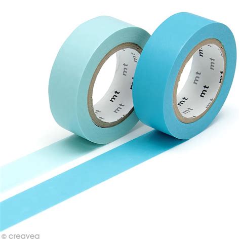 masking tape 2 rouleaux unis bleu ciel et bleu turquoise 15 mm x 10 m masking tape uni