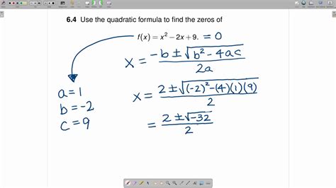 Finding Complex Zeros Of A Quadratic Function Transitioning To