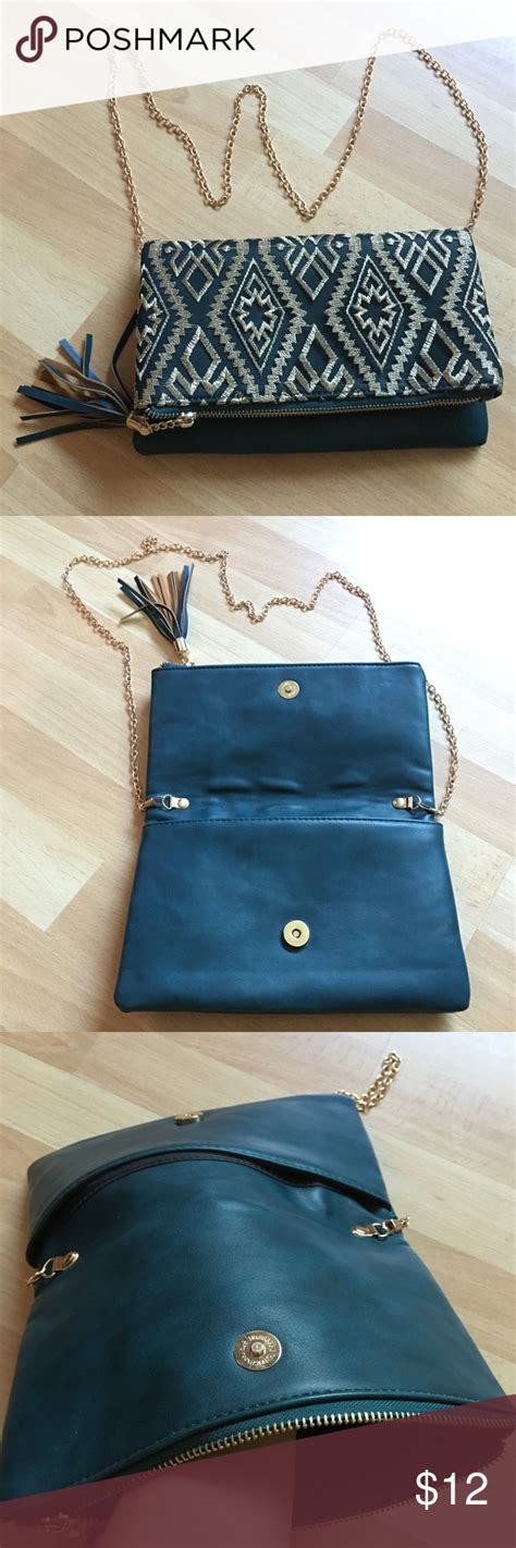 Forest Green Clutch With Tassel Chain Strap Bag Green Clutches