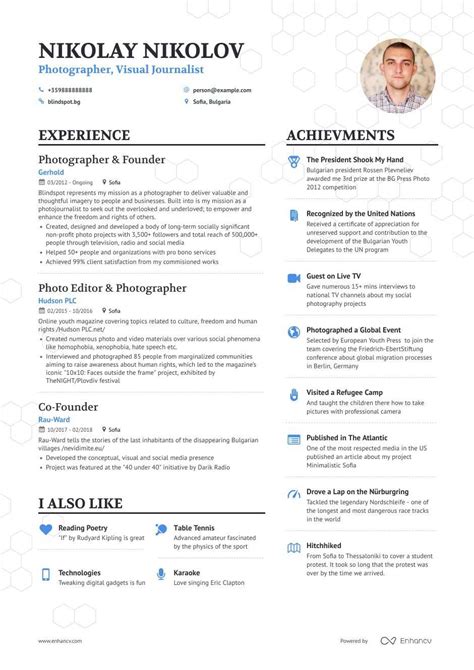 Sample Resume Photographer Resume Samples And Writing Guide For 2020