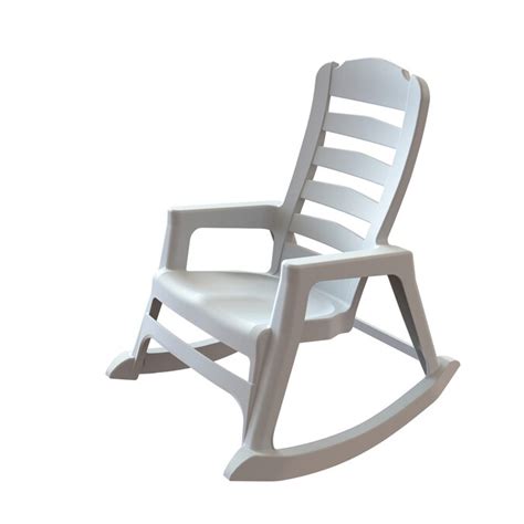 Adams Usa White Plastic Rocking Chairs With Solid Seat In The Patio