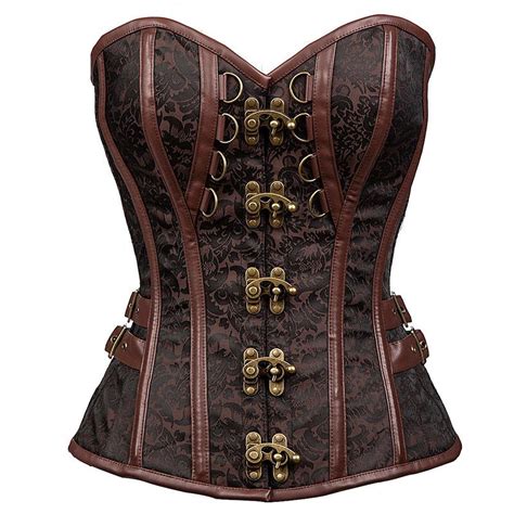 burvogue women steampunk corsets dress vintage bustier top gothic overbust corset dress waist