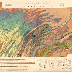 Geologic Map Of Pennsylvania Print Patterns Of Geology Giclee Print