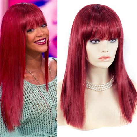 Wiwigs Sexy Heat Resistant Burgundy Mix Red Long Ladies Wigs Skin Top
