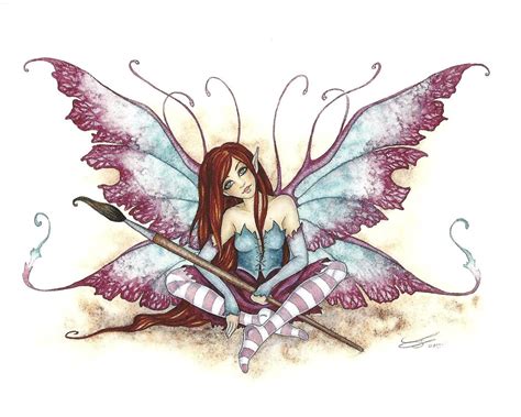 Amy Brown Print Note Card Fairy Faery Muse Paint Brush Student Teacher