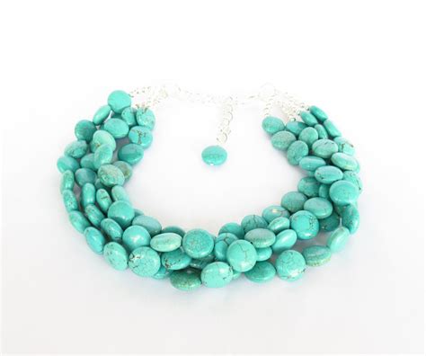 Teal Jewelry Chunky Turquoise Necklace By Wildflowersandgrace