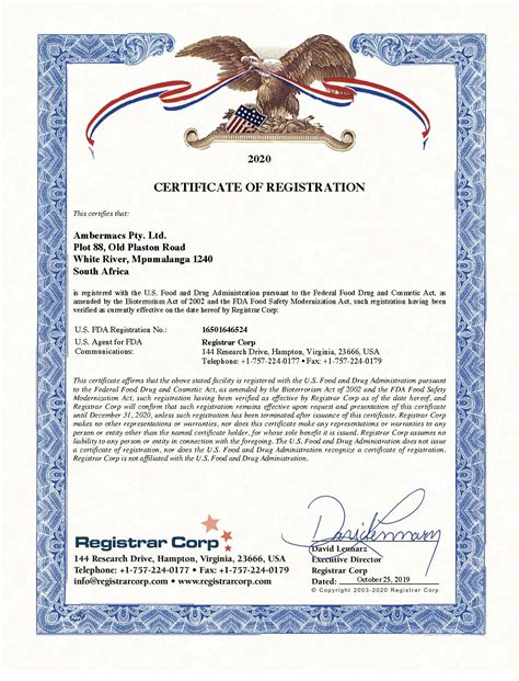 Fda Certificate 2020