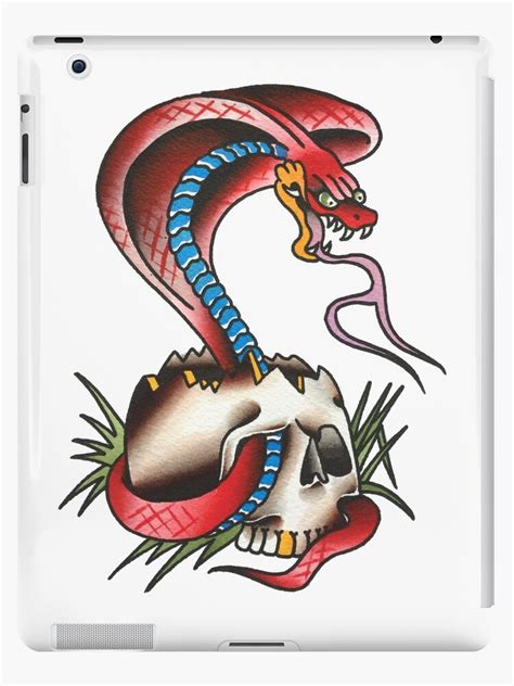 Traditional Cobra And Skull Tattoo Design Ipad Case And Skin By F T T
