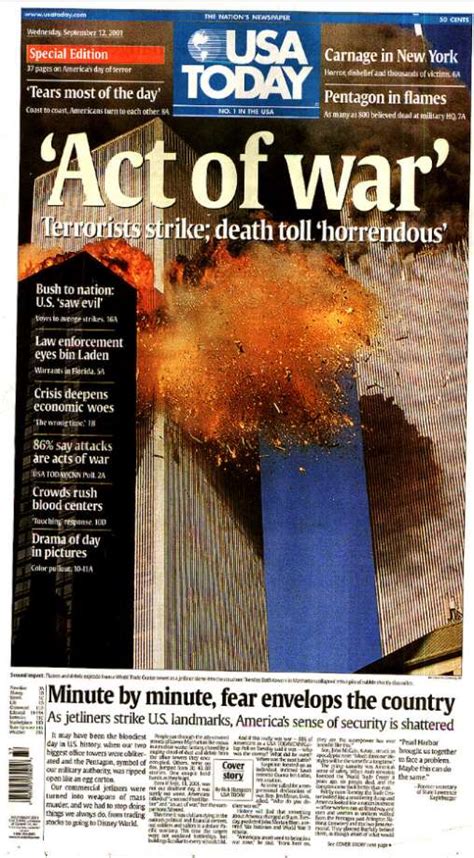 Photos Newspaper Front Pages Show Day After 911 Terror