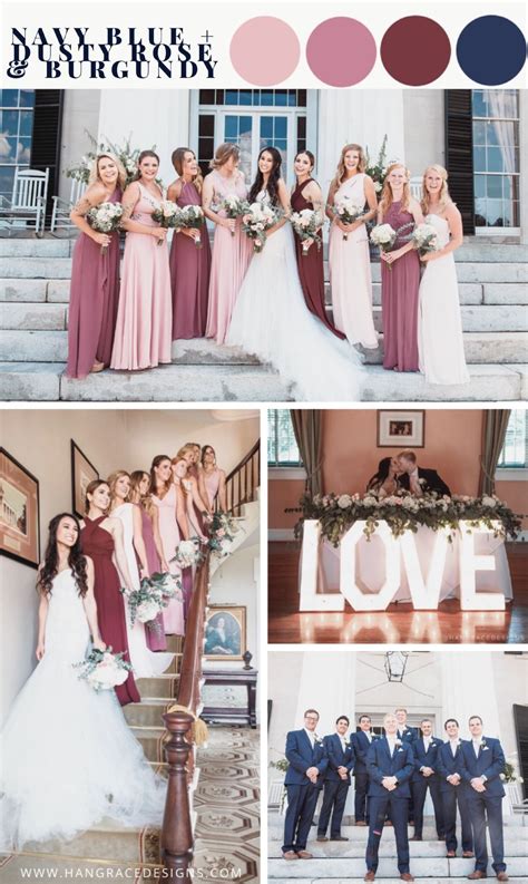 Dusty Rose, Burgundy, & Navy Blue Wedding Color Palette | Blush wedding