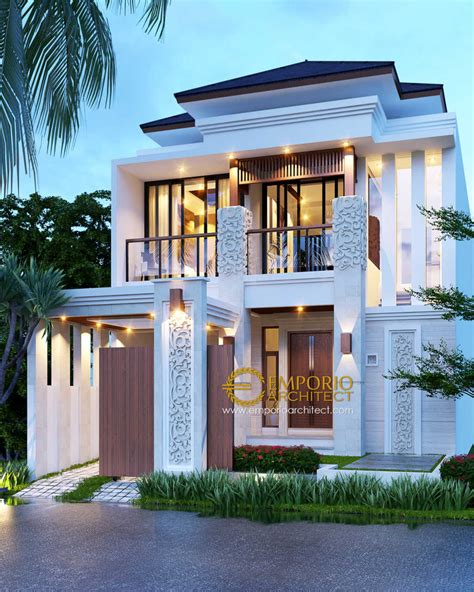 Desain rumah minimalis 2 lantai tampak depan. Desain Rumah Villa Bali 2 Lantai Ibu Riyanto di Jakarta