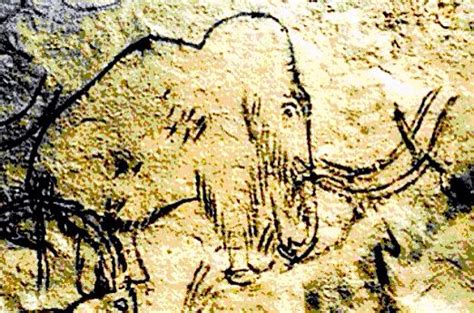 Ancient Cave Drawing Mammoth Ilustración Histórica Historica