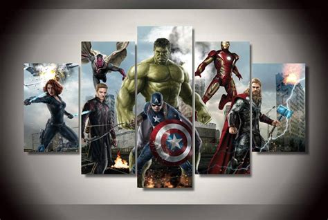 5 Panels Marvel Avengers Canvas Art Multi Poster Piece Art Etsy