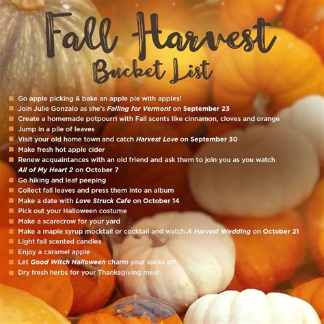 Fall Harvest Bucket List Enter For A Chance To Win 500 In Hallmark