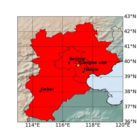 Map Of China The Beijing Tianjin Hebei Region Is The Red Shadow Area