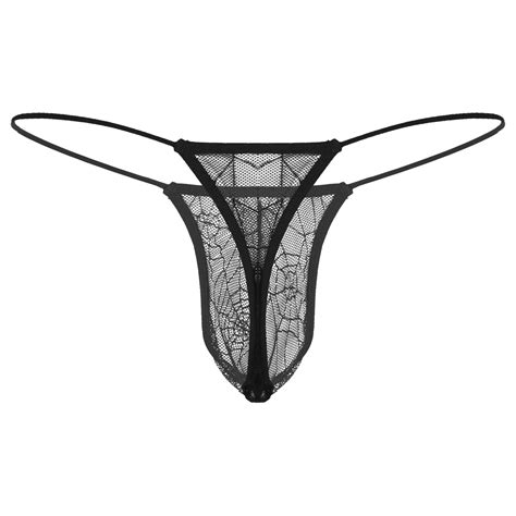 buy men sexy mesh thongs see through g string bikini bulge pouch briefs spider web pattern low