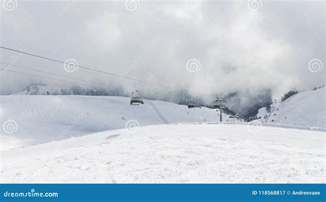 Ski Lift In The Mountains In Sochi Stock Image Image Of High Danger