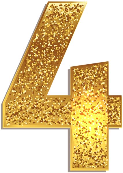 Number Four Gold Shining Png Clip Art Image Gold Glitter Printable