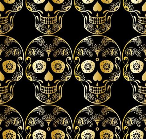 Black And Gold Skulls Wallpaper Luxe Walls Removable Wallpapers