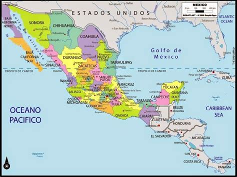 MÉxico Estados Unidos Mexicanos Mundo Hispánico™ Mapa Geografico