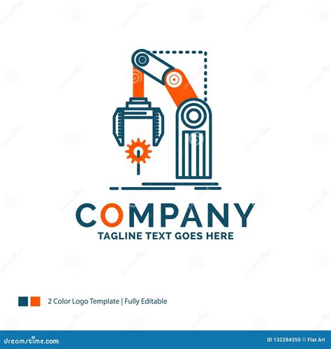Automation Factory Hand Mechanism Package Logo Design Blue Stock
