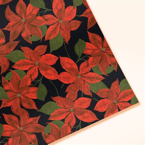 Poinsettia Illustrated Christmas Wrapping Paper By Annie Dornan Smith