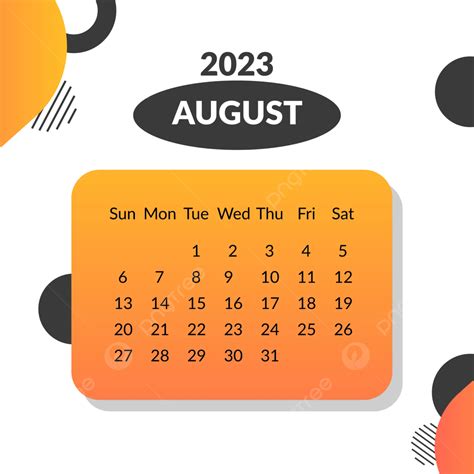 Design De Calendário De Agosto De 2023 Vetor Png Calendário Agosto 2023 Calendário 2023