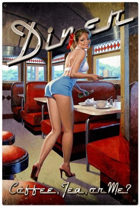 Retro Diner Pin Up Girl Metal Sign 24 X 36 Inches