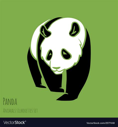 Set Panda Silhouettes Royalty Free Vector Image