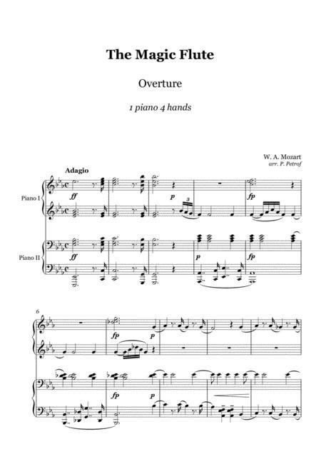 Mozart Overture Magic Flute 1 Piano 4 Hands Free Music Sheet