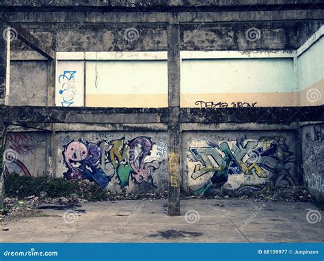 Graffiti Art On A Wall Of An Abandoned Building Structure In Antipolo City Philippines