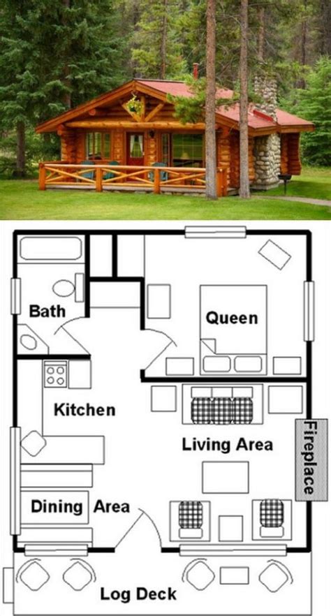 Two Story 2 Bedroom Cabin Retreat Floor Plan Cottage